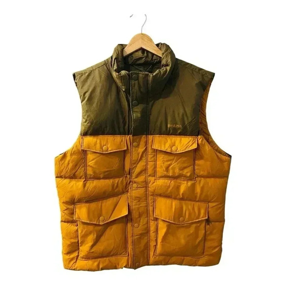 Prana Men’s Timber Puffer Trail Vest Size Large NWT Green Orange Insulated - Picture 4 of 9